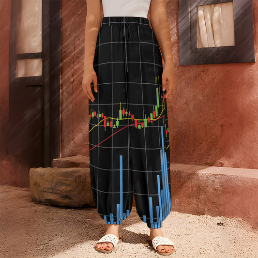 Candlestick Stock Graph Chart Print Harem Pants