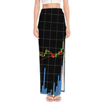 Candlestick Stock Graph Chart Print High Slit Maxi Skirt