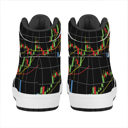 Candlestick Stock Graph Chart Print High Top Leather Sneakers