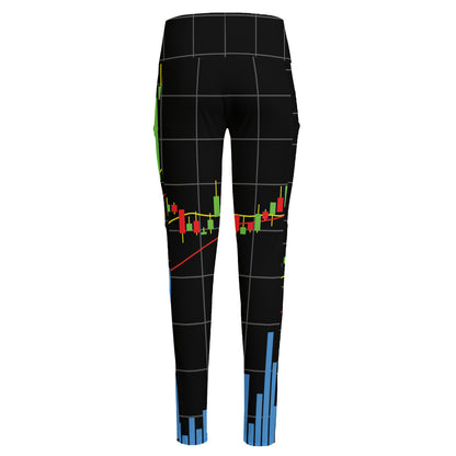 Candlestick Stock Graph Chart Print High-Waisted Pocket Leggings