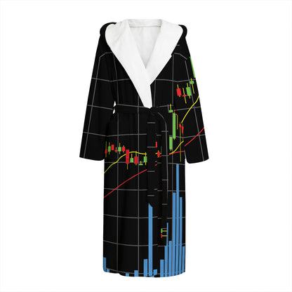 Candlestick Stock Graph Chart Print Hooded Bathrobe
