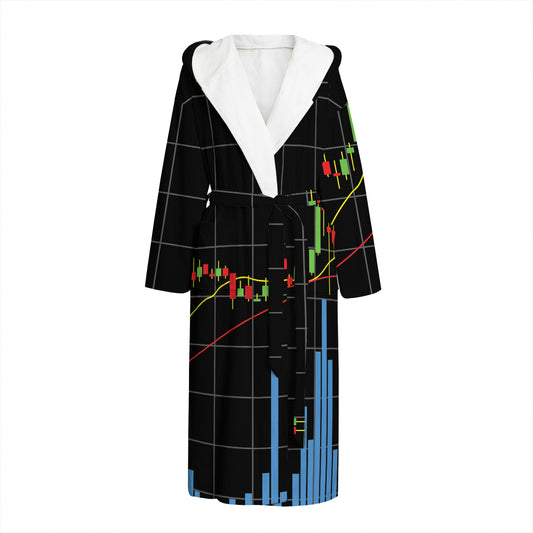 Candlestick Stock Graph Chart Print Hooded Bathrobe