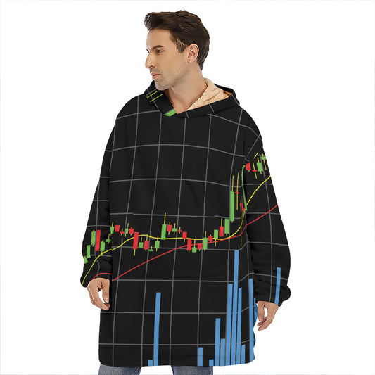 Candlestick Stock Graph Chart Print Hoodie Blanket