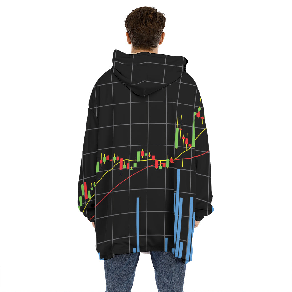 Candlestick Stock Graph Chart Print Hoodie Blanket