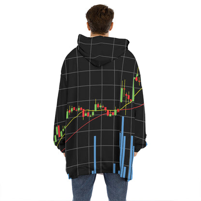 Candlestick Stock Graph Chart Print Hoodie Blanket