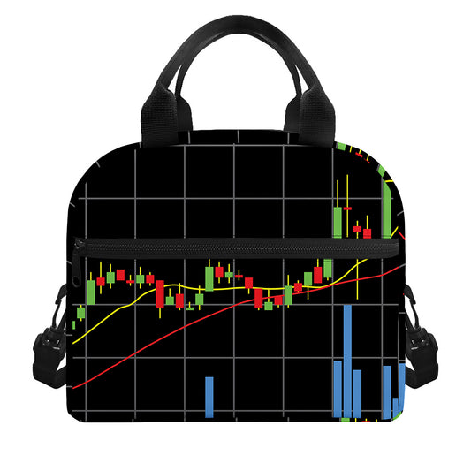 Candlestick Stock Graph Chart Print Insulated Lunch Bag
