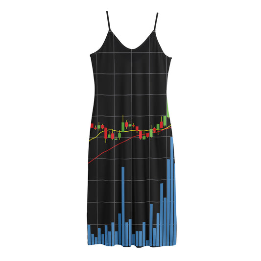 Candlestick Stock Graph Chart Print Jersey Midi Cami Dress
