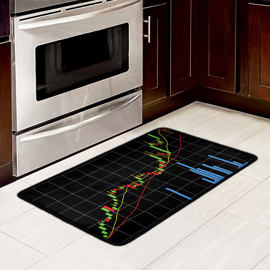 Candlestick Stock Graph Chart Print Kitchen Mat
