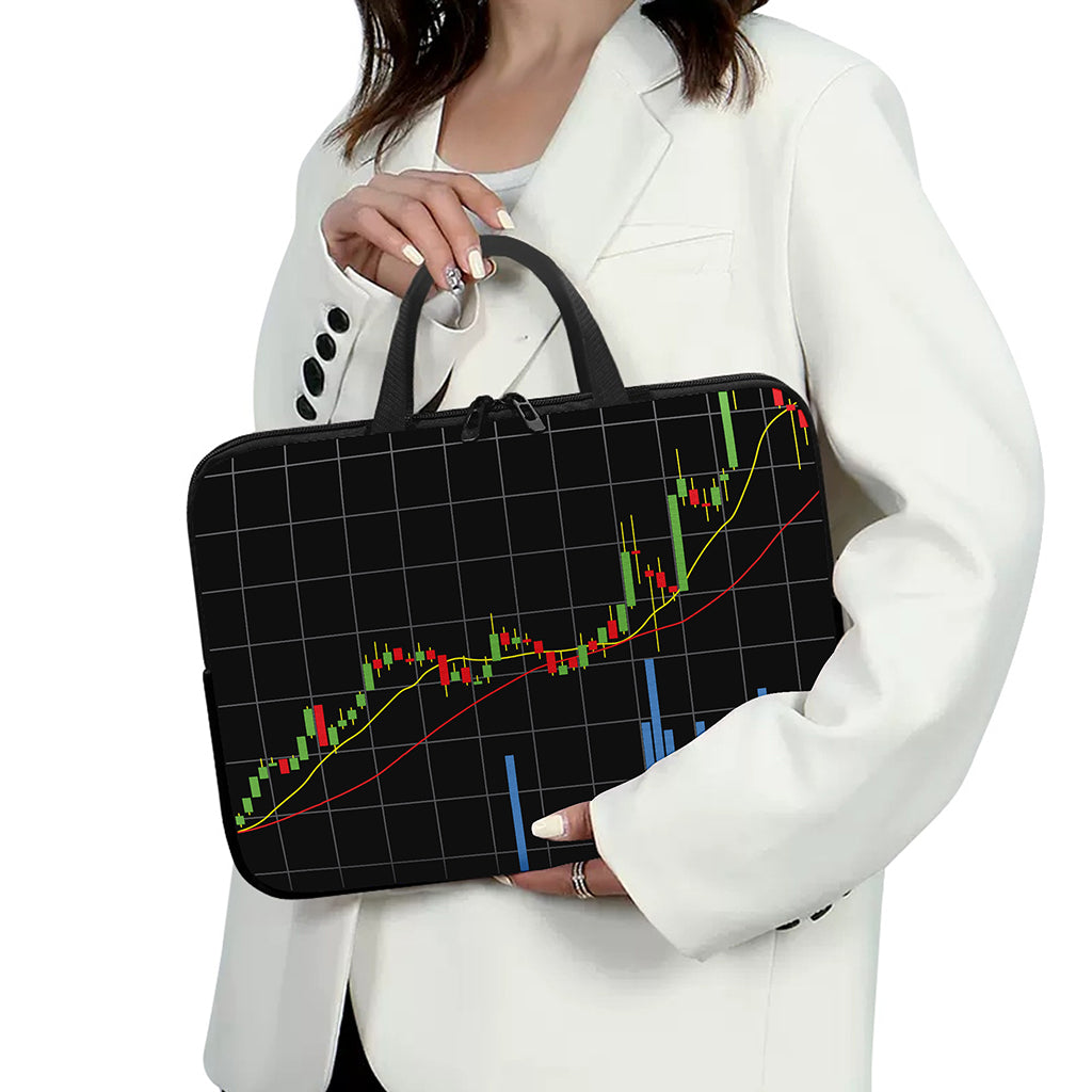Candlestick Stock Graph Chart Print Laptop Sleeve With Handle