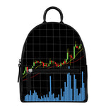 Candlestick Stock Graph Chart Print Leather Backpack