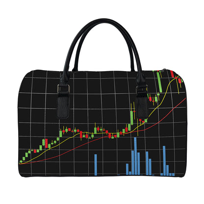 Candlestick Stock Graph Chart Print Leather Duffle Bag