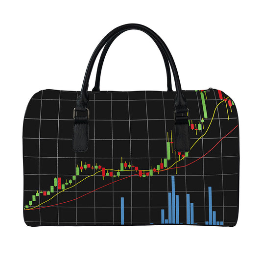 Candlestick Stock Graph Chart Print Leather Duffle Bag