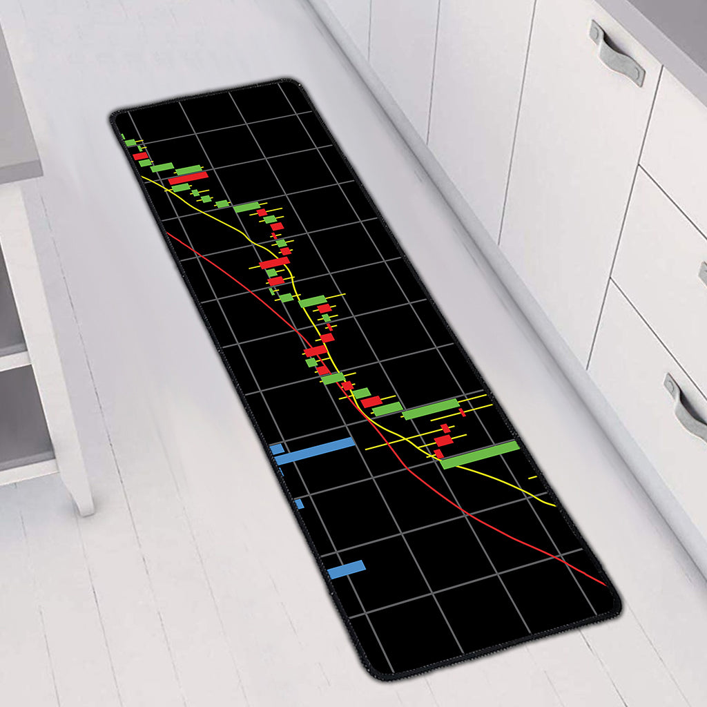 Candlestick Stock Graph Chart Print Long Kitchen Mat