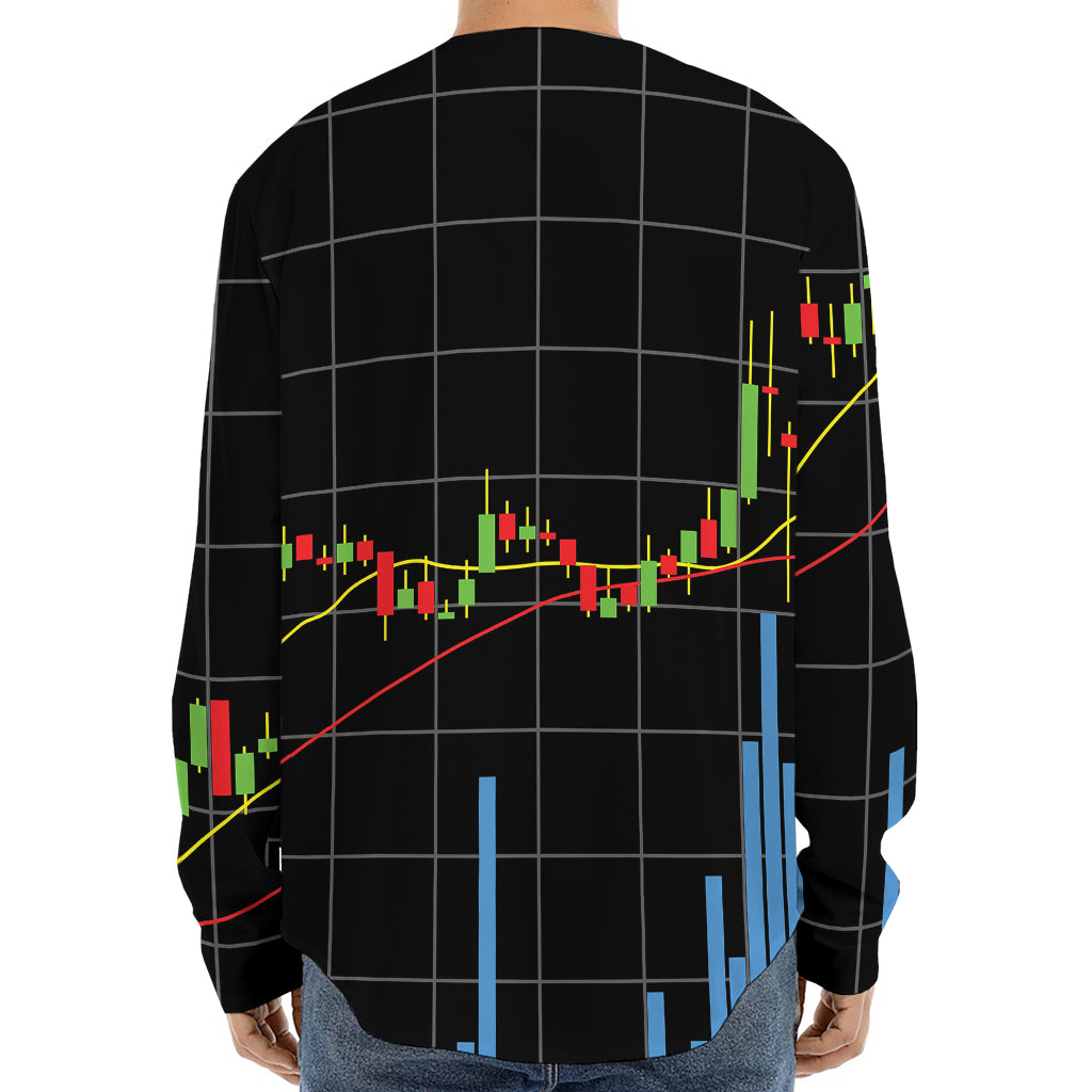 Candlestick Stock Graph Chart Print Long Sleeve Baseball Jersey