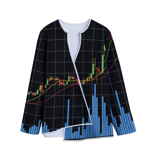 Candlestick Stock Graph Chart Print Long Sleeve Short Coat