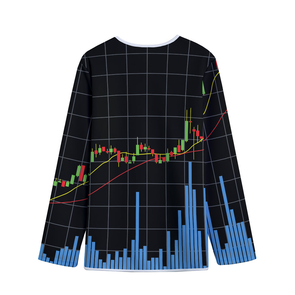 Candlestick Stock Graph Chart Print Long Sleeve Short Coat
