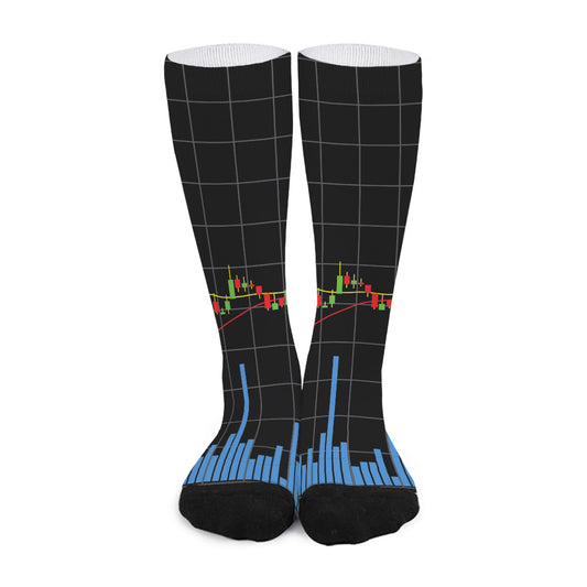 Candlestick Stock Graph Chart Print Long Socks