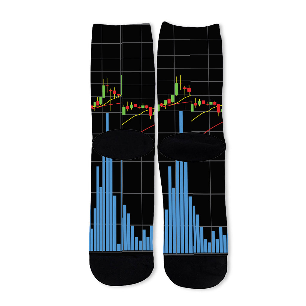 Candlestick Stock Graph Chart Print Long Socks