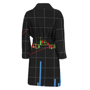 Candlestick Stock Graph Chart Print Men's Bathrobe