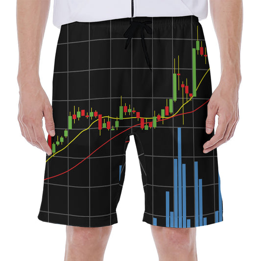 Candlestick Stock Graph Chart Print Men's Beach Shorts
