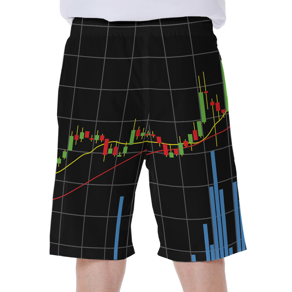 Candlestick Stock Graph Chart Print Men's Beach Shorts