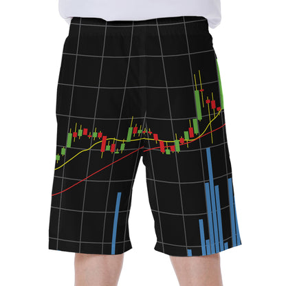 Candlestick Stock Graph Chart Print Men's Beach Shorts