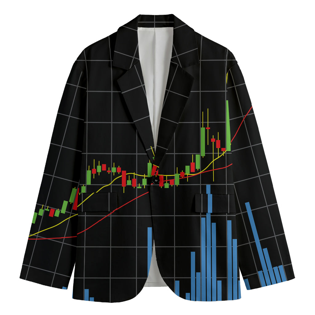 Candlestick Stock Graph Chart Print Men's Blazer