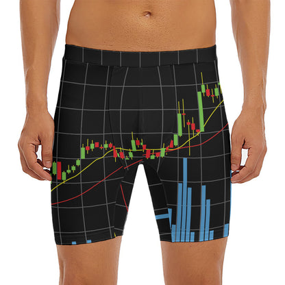 Candlestick Stock Graph Chart Print Men's Long Boxer Briefs