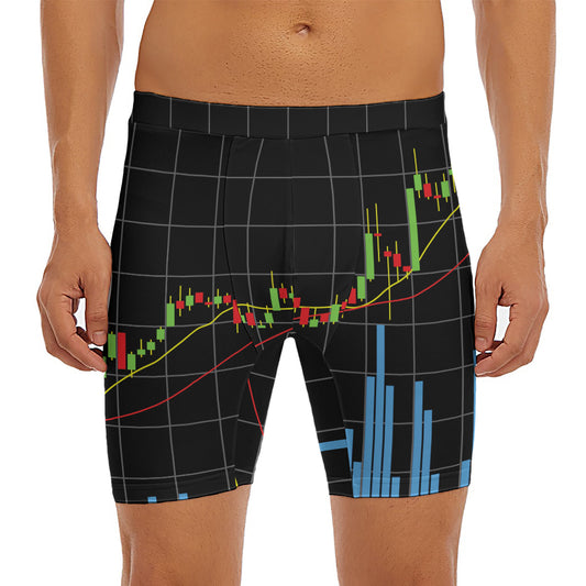 Candlestick Stock Graph Chart Print Men's Long Boxer Briefs