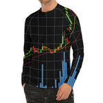 Candlestick Stock Graph Chart Print Men's Long Sleeve Rash Guard
