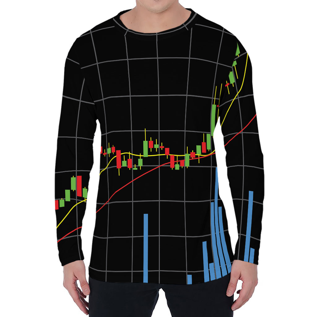 Candlestick Stock Graph Chart Print Men's Long Sleeve T-Shirt
