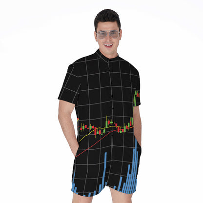 Candlestick Stock Graph Chart Print Men's Rompers