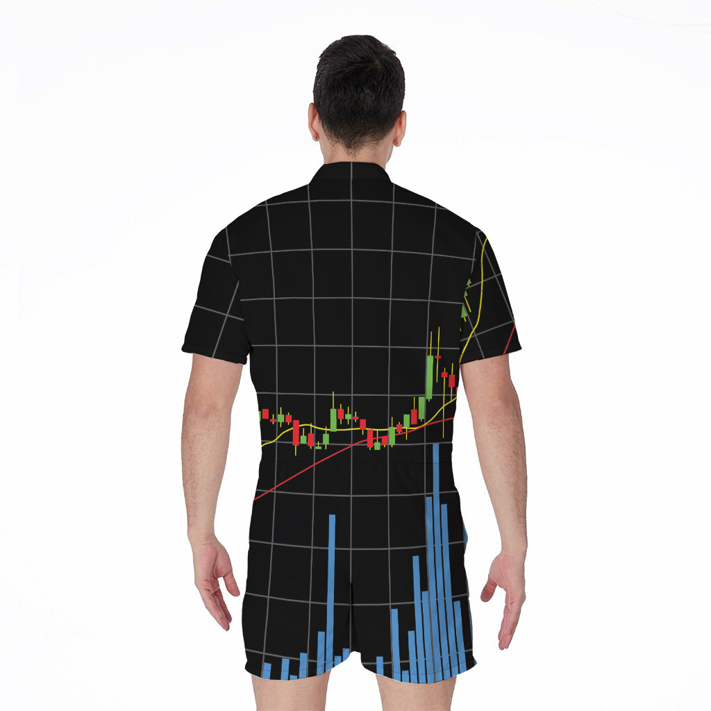 Candlestick Stock Graph Chart Print Men's Rompers