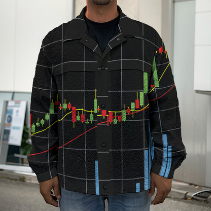Candlestick Stock Graph Chart Print Men's Shirt Jacket