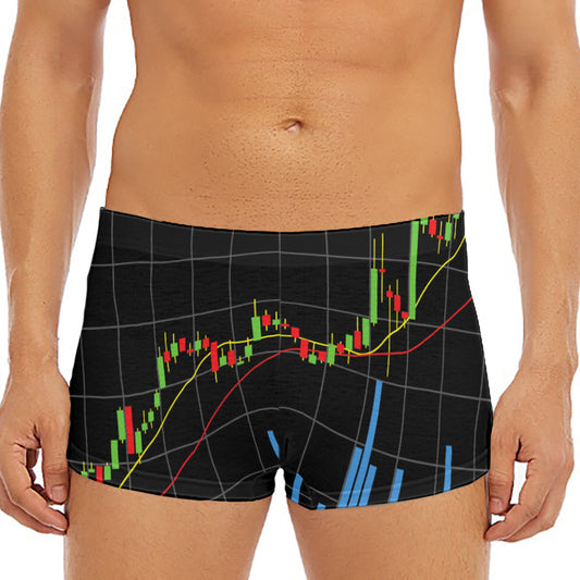 Candlestick Stock Graph Chart Print Men's Short Boxer Briefs