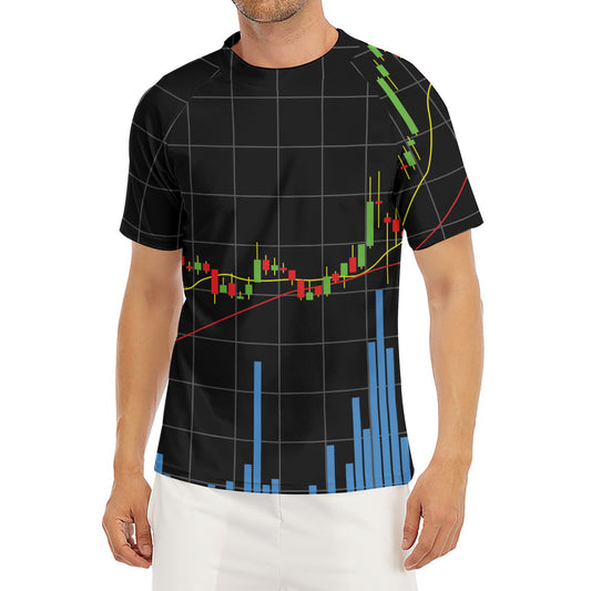 Candlestick Stock Graph Chart Print Men's Short Sleeve Rash Guard