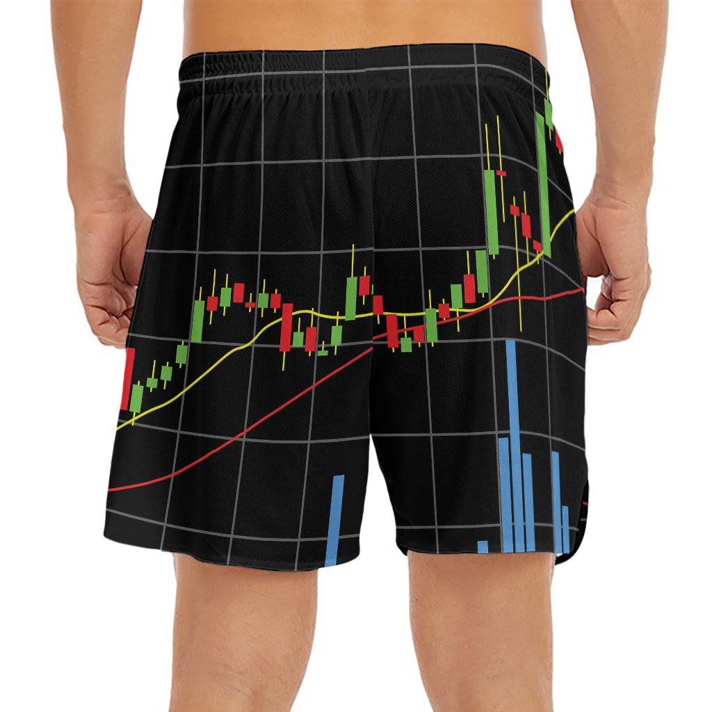 Candlestick Stock Graph Chart Print Men's Split Running Shorts