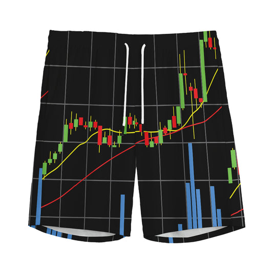 Candlestick Stock Graph Chart Print Men's Sports Shorts