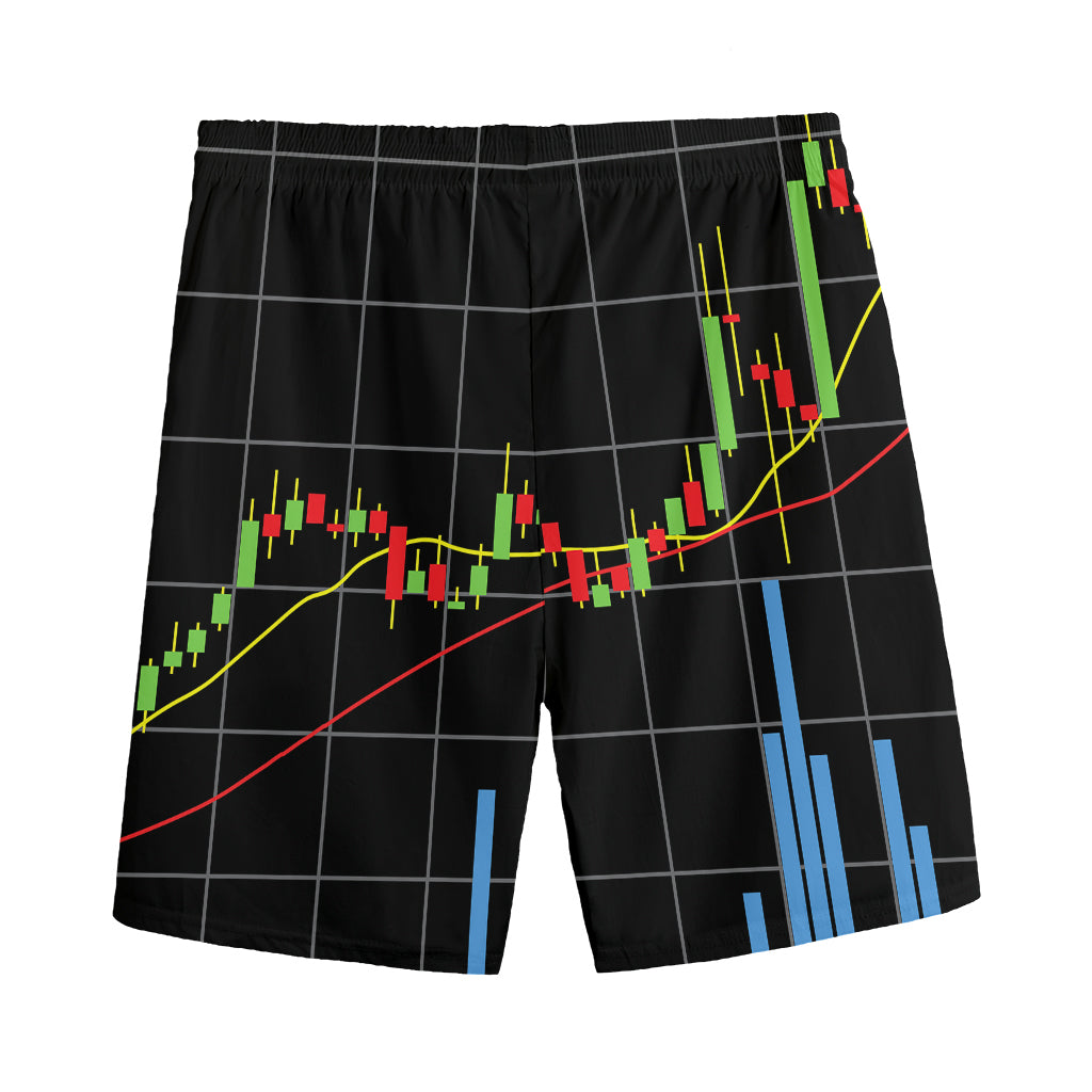 Candlestick Stock Graph Chart Print Men's Sports Shorts