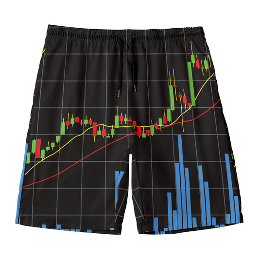 Candlestick Stock Graph Chart Print Men's Swim Trunks