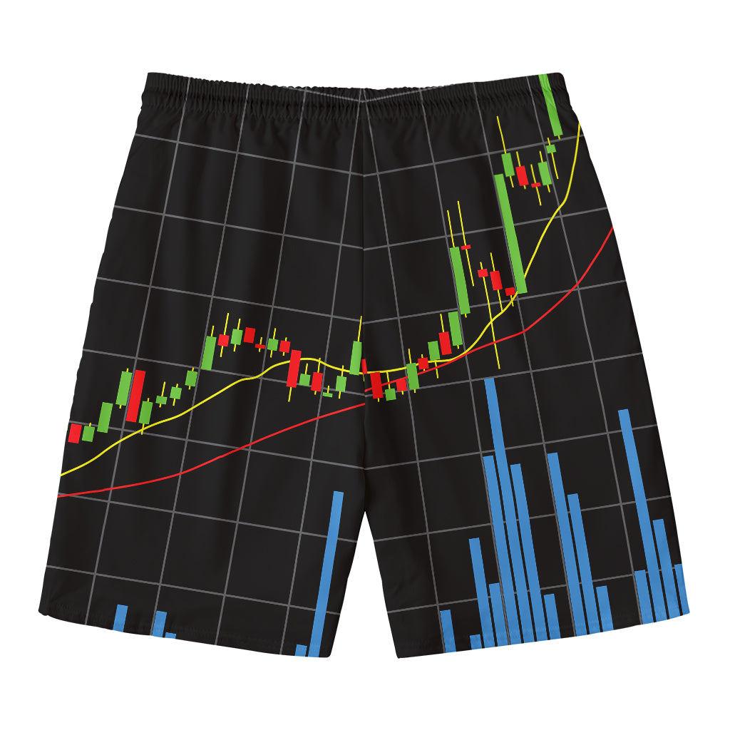 Candlestick Stock Graph Chart Print Men's Swim Trunks