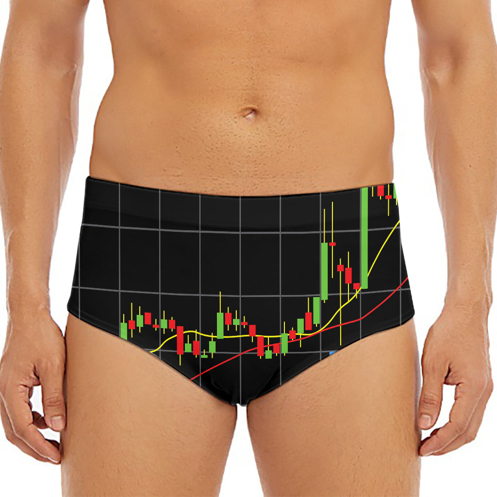 Candlestick Stock Graph Chart Print Men's Triangle Swim Briefs