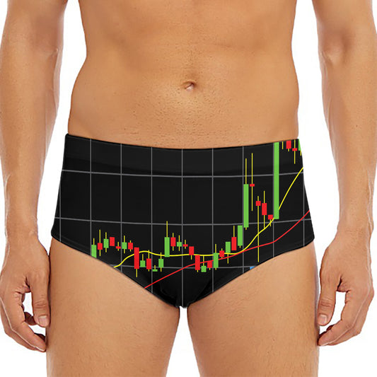Candlestick Stock Graph Chart Print Men's Triangle Swim Briefs
