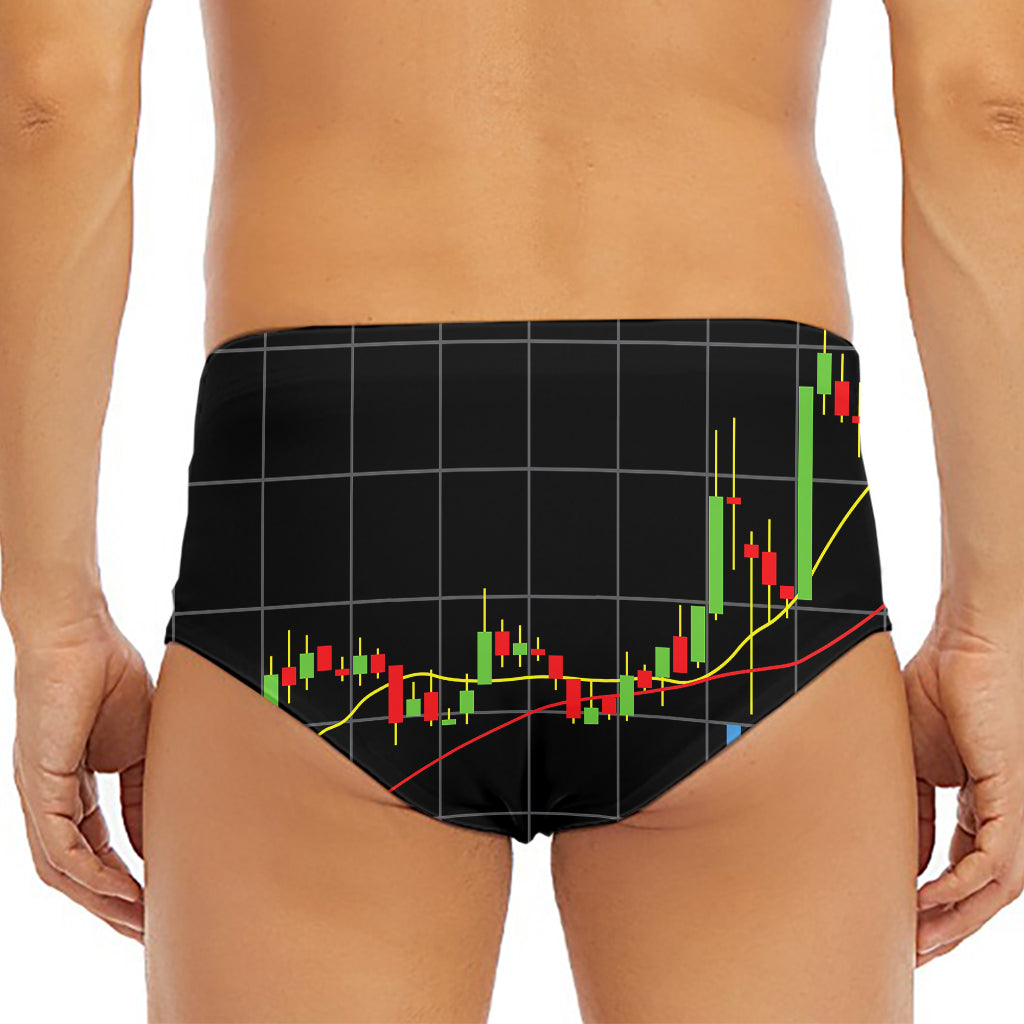 Candlestick Stock Graph Chart Print Men's Triangle Swim Briefs