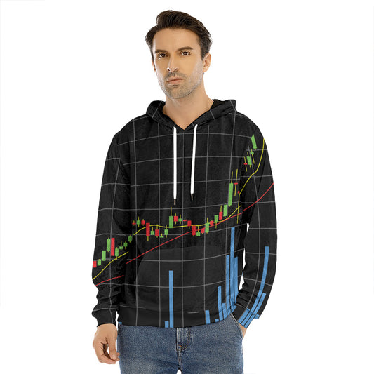 Candlestick Stock Graph Chart Print Men's Velvet Pullover Hoodie
