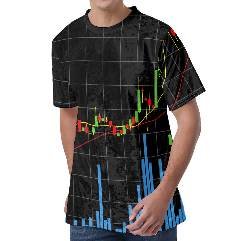 Candlestick Stock Graph Chart Print Men's Velvet T-Shirt