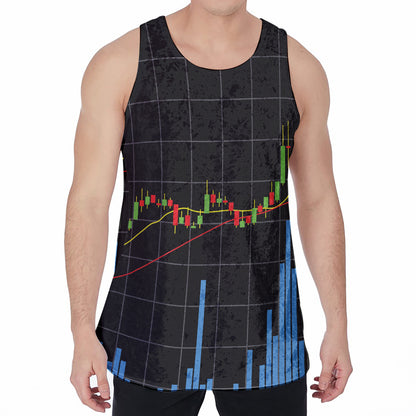 Candlestick Stock Graph Chart Print Men's Velvet Tank Top