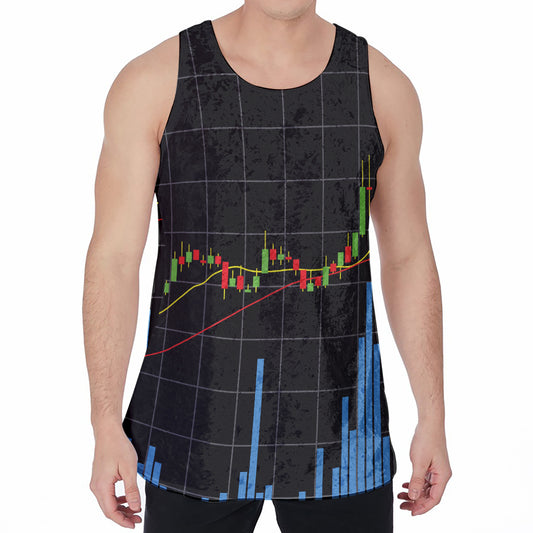 Candlestick Stock Graph Chart Print Men's Velvet Tank Top