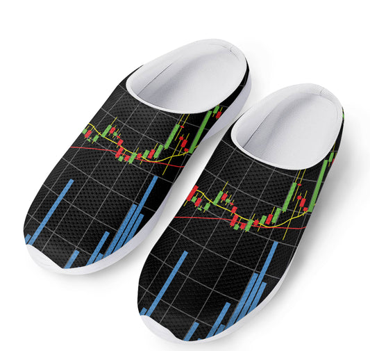 Candlestick Stock Graph Chart Print Mesh Casual Shoes