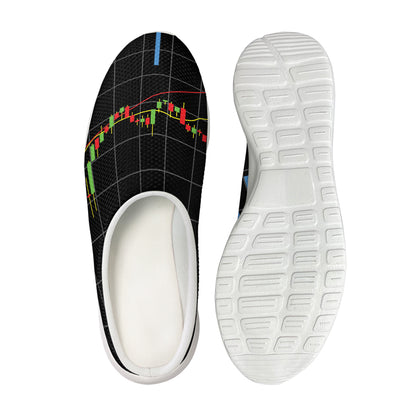 Candlestick Stock Graph Chart Print Mesh Casual Shoes